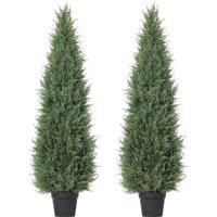 VOGREX 2Pcs 90cm Artificial Cedar Topiary Trees UV Faux Shrubs in Green
