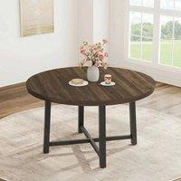 VOGREX Round Dining Table for 4 Kitchen Dining Room Table Metal in Brown