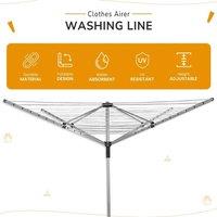 Nordara 4Arm Rotary Outdoor Washing Line Clothes Airer with Free Ground Spike in Silver | Size: 100g