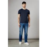 Maine Men's Mid Wash Premium Stretch Straight Fit Jeans in Mid Blue | Size: 34S