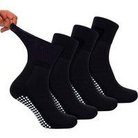 Dr.Socks Men's 4 Pack Short Bamboo Diabetic Socks With Grips in Black | Size: 12-14