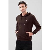 Enorsia Men's Premium Pull Over Hoodie With Signature Logo in Brown | Size: Small