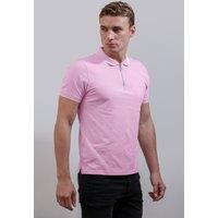 Enorsia Men's Men's Regular Fit Tipped Quarter Zip Polo Shirt in Pink | Size: 2XL