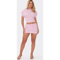 EGO Women's Lace Mid Rise Mini Skirt in Light Pink | Size: 8