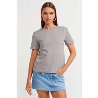 Dilvin Women's Cotton Crew Neck T-Shirt in Light Grey | Size: Medium