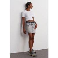 Dilvin Women's Mid-Waist Mini Denim Skirt in Light Grey | Size: Small