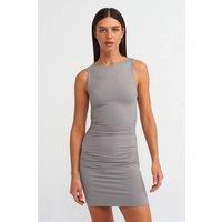 Dilvin Women's Bodycon Mini Dress With Drape in Grey | Size: Medium