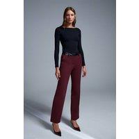 Dilvin Women's Women's Faux Leather Straight Trousers in Burgundy | Size: Medium