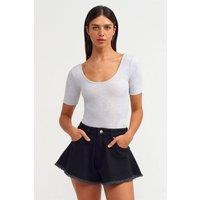 Dilvin Women's Slim Fit Cotton Blend Unitard in Light Grey | Size: Small