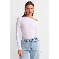 Dilvin Women's Asymmetrical Cut-Out Slim Fit Blouse in White | Size: Medium