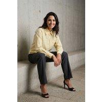 MyFashion Women's Long Cotton Textured Shirt in Lemon | Size: Large