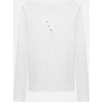 Dilvin Women's Slim Fit Cotton Long Sleeve Button Blouse in White | Size: Small