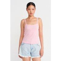 Dilvin Women's Textured Cotton Modal Cami Blouse in Light Pink | Size: Medium