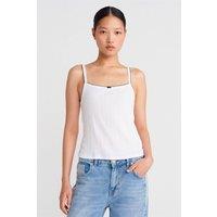 Dilvin Women's Textured Cotton Modal Cami Blouse in White | Size: Medium
