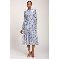 Jolie Moi Women's Chiffon Print Ruffled Shirt Dress | Size: 18