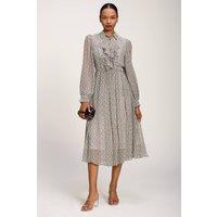 Jolie Moi Women's Chiffon Ruffle Long Sleeve Shirt Dress | Size: 10