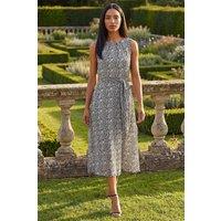 Roman Women's Spot Print Pleated Midi Dress in White | Size: 14