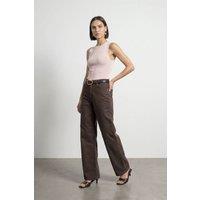 Dilvin Women's High-Waist Wide-Leg Denim Jeans in Brown | Size: Medium