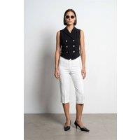 Dilvin Women's Shawl-collar Woven Waistcoat in Black | Size: Medium