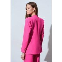 Dilvin Women's Women's Slim Fit Crepe Blazer Jacket in Bright Pink | Size: Medium