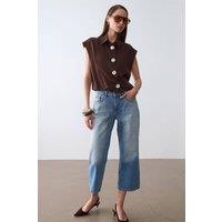 Dilvin Women's Sleeveless Tencel Crepe Blouse in Brown | Size: Small