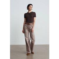 Dilvin Women's High-Waist Straight-Leg Denim Jeans in Stone | Size: Small