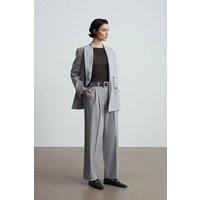 Dilvin Women's Belted Wide-leg Palazzo Trousers in Light Grey | Size: Medium