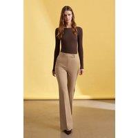 Dilvin Women's High-Waist Wide-Leg Trousers in Beige | Size: Medium
