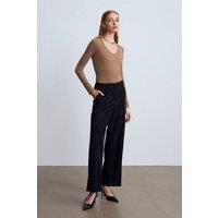 Dilvin Women's High-Waist Wide-Leg Faux Suede Trousers in Black | Size: Large