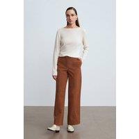 Dilvin Women's High-Waist Wide-Leg Faux Suede Trousers in Camel | Size: Medium