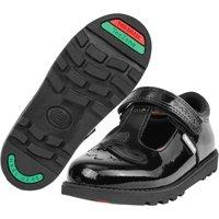 ToeZone Girl's Girls Black Lilo Patent Unicorn Rip Tape School Shoes | Size: Infant 9