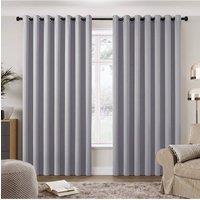 H&O Direct Light Grey Grommet Top Polyester Blackout Curtains Pair, 229cm W x 229 cm H