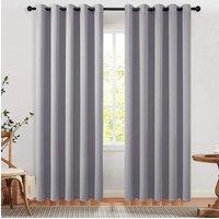 Living and Home 2 Panels Grey Blackout Curtains Polyester Drop Eyelet Curtains for Bedroom and Living Room, 168cm W x 229 cm H in Light Grey