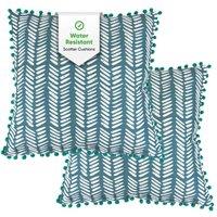Gardenwize Pack of 2 Teal Fern Scatter Cushions