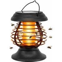 Gardenwize 2-in-1 Solar Yellow Flame Bug Zapper Lantern Light in Black
