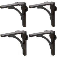 Hammer and Tongs Curved Iron Shelf Bracket - D100mm - Pack of 4 in Black | Size: 1000mm x 1000mm