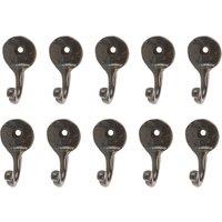 Hammer and Tongs Hammered Round Plate Single Hook - W30mm x H65mm - Pack of 10 in Black | Size: 1000mm x 1000mm