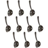 Hammer and Tongs Hat & Coat Hook - W25mm x H80mm - Pack of 10 in Black | Size: 1000mm x 1000mm