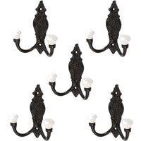 Hammer and Tongs Ornate Double White Ceramic Coat Hook - W100mm x H115mm - Black - Pack of 5 | Size: 1000mm x 1000mm