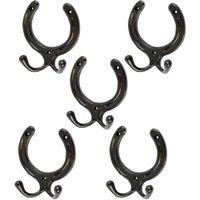 Hammer and Tongs Horse Shoe Double Coat Hook - W100mm x H110mm - Pack of 5 in Black | Size: 1000mm x 1000mm
