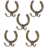 Hammer and Tongs Horse Shoe Double Coat Hook - W100mm x H110mm - Pack of 5 in Gold | Size: 1000mm x 1000mm