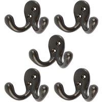 Hammer and Tongs Double Coat Hook - W70mm x H50mm - Pack of 5 in Black | Size: 1000mm x 1000mm