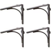 Hammer and Tongs Curved Iron Shelf Bracket - D205mm - Pack of 4 in Black | Size: 1000mm x 1000mm