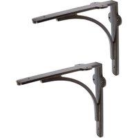 Hammer and Tongs Curved Iron Shelf Bracket - D205mm - Pack of 2 in Black | Size: 1000mm x 1000mm