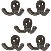 Hammer and Tongs Double Coat Hook - W50mm x H35mm - Pack of 5 in Black | Size: 1000mm x 1000mm