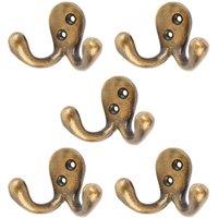 Hammer and Tongs Double Coat Hook - W70mm x H50mm - Pack of 5 in Gold | Size: 1000mm x 1000mm
