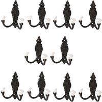 Hammer and Tongs Ornate Double White Ceramic Coat Hook - W100mm x H115mm - Black - Pack of 10 | Size: 1000mm x 1000mm