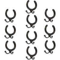 Hammer and Tongs Horse Shoe Double Coat Hook - W100mm x H110mm - Pack of 10 in Black | Size: 1000mm x 1000mm