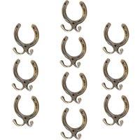 Hammer and Tongs Horse Shoe Double Coat Hook - W100mm x H110mm - Pack of 10 in Gold | Size: 1000mm x 1000mm