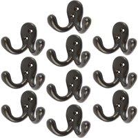 Hammer and Tongs Double Coat Hook - W70mm x H50mm - Pack of 10 in Black | Size: 1000mm x 1000mm